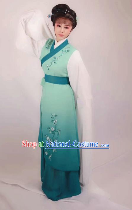 China Peking Opera Diva Clothing Ancient Country Woman Garment Costumes Traditional Shaoxing Opera Actress Green Dress Outfits