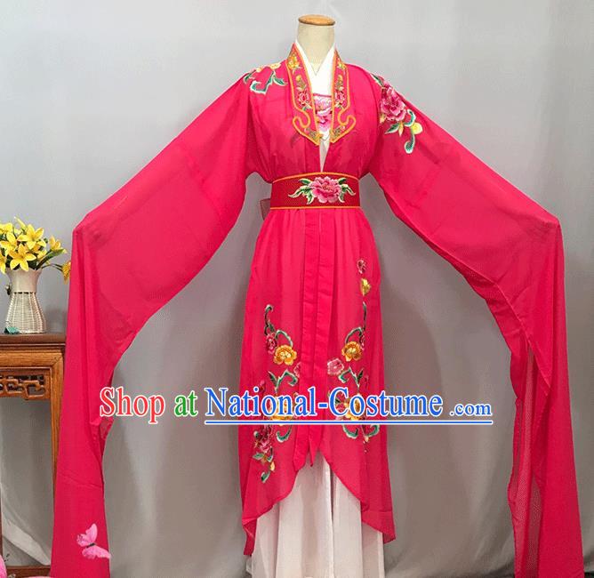 China Peking Opera Hua Tan Rosy Water Sleeve Dress Outfits Ancient Fairy Garment Costumes Traditional Yueju Opera Princess Clothing