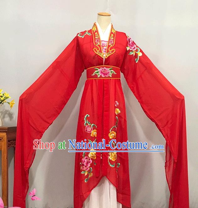 China Ancient Fairy Garment Costumes Traditional Yueju Opera Princess Clothing Peking Opera Hua Tan Red Water Sleeve Dress Outfits