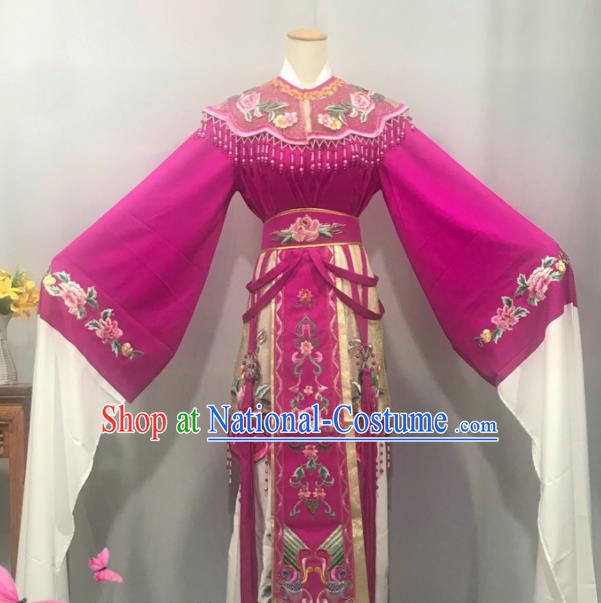 China Peking Opera Hua Tan Rosy Dress Outfits Ancient Imperial Consort Garment Costumes Traditional Shaoxing Opera Court Woman Clothing