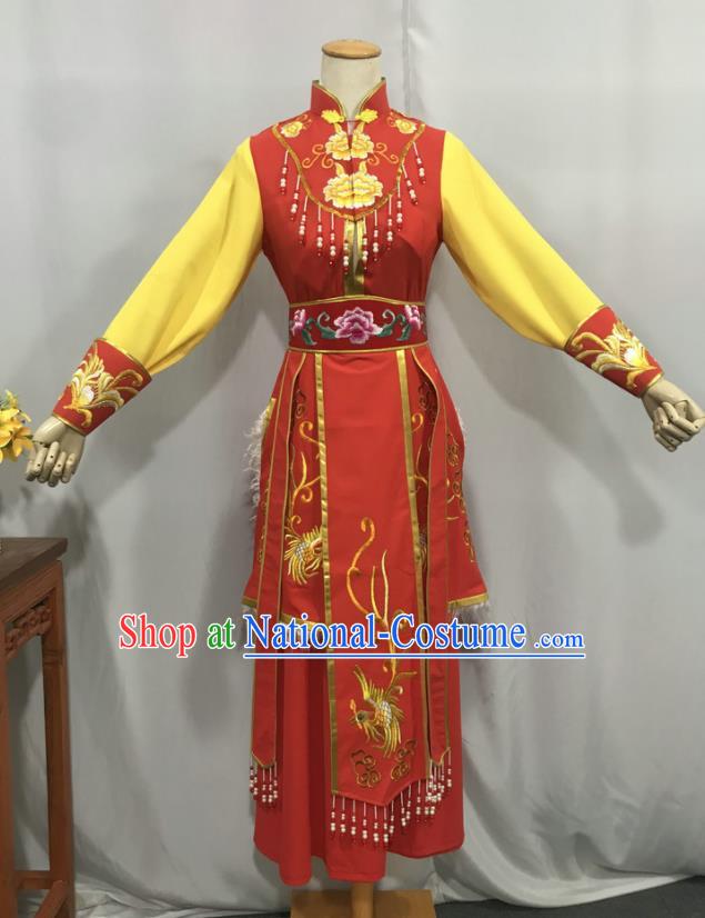 China Ancient Young Beauty Garment Costumes Traditional Shaoxing Opera Actress Clothing Peking Opera Princess Red Dress Outfits