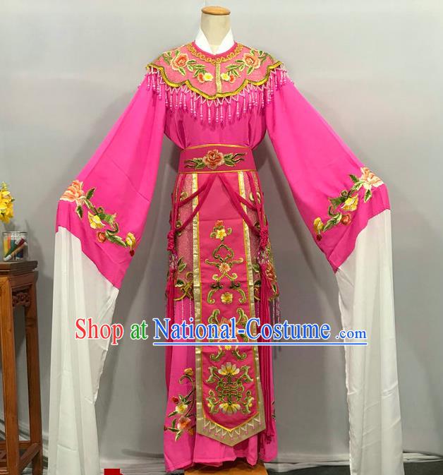 China Peking Opera Princess Rosy Dress Outfits Ancient Goddess Garment Costumes Traditional Shaoxing Opera Imperial Consort Clothing