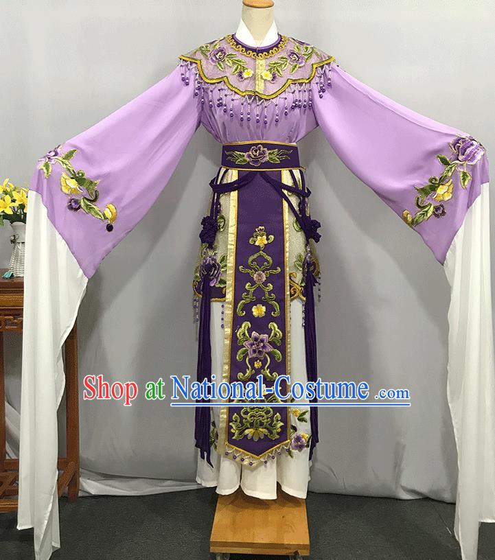 China Peking Opera Hua Tan Purple Dress Outfits Ancient Queen Garment Costumes Traditional Shaoxing Opera Empress Clothing