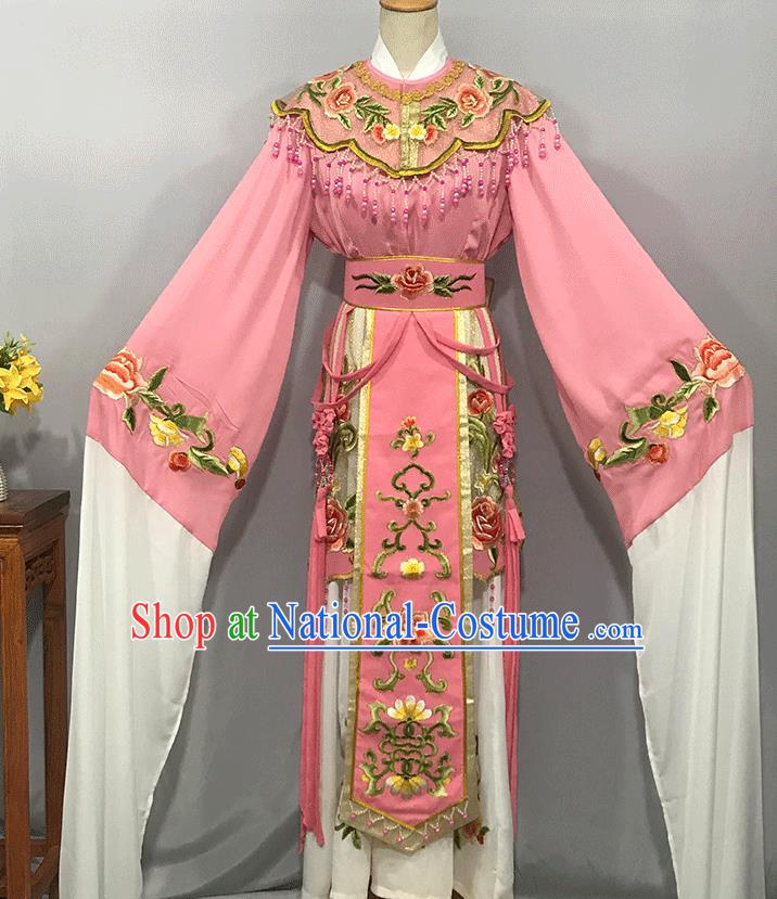 China Ancient Empress Garment Costumes Traditional Shaoxing Opera Actress Clothing Peking Opera Hua Tan Pink Dress Outfits