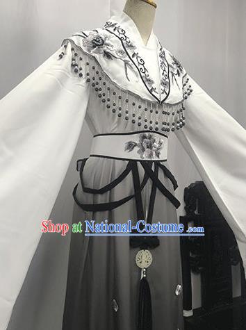 China Ancient Fairy Garment Costumes Traditional Yue Opera Princess Grey Dress Outfits Peking Opera Hua Tan Clothing