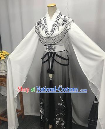 China Ancient Fairy Garment Costumes Traditional Yue Opera Princess Grey Dress Outfits Peking Opera Hua Tan Clothing