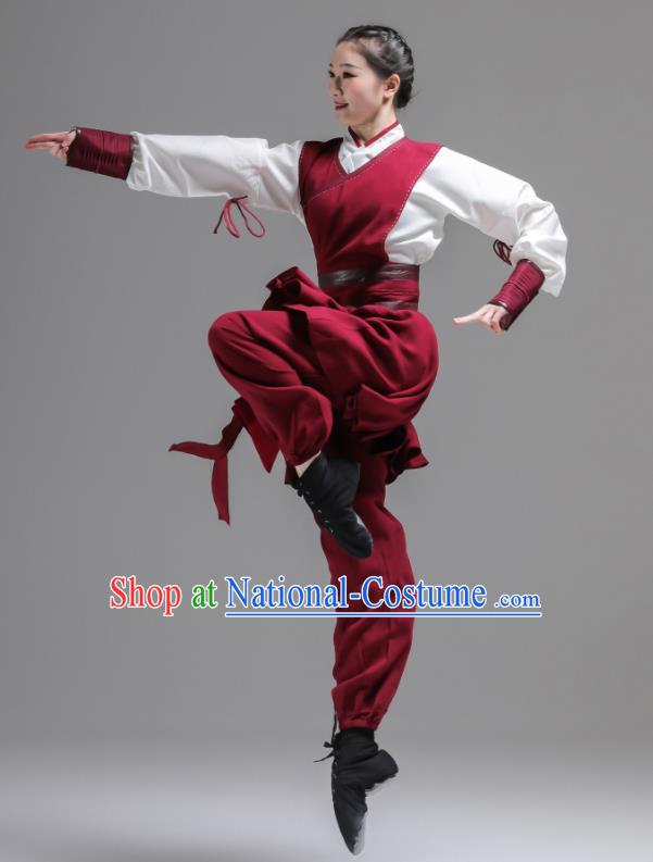 China Kung Fu Dance Fashion Classical Dance Clothing Women Martial Arts Performance Costume Sword Dance Red Uniforms