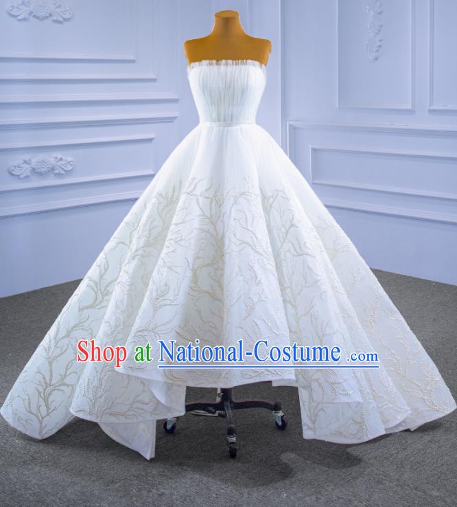 Custom Bride White Cocktail Dress Stage Performance Garment Costume Luxury Bridal Gown Wedding Dress