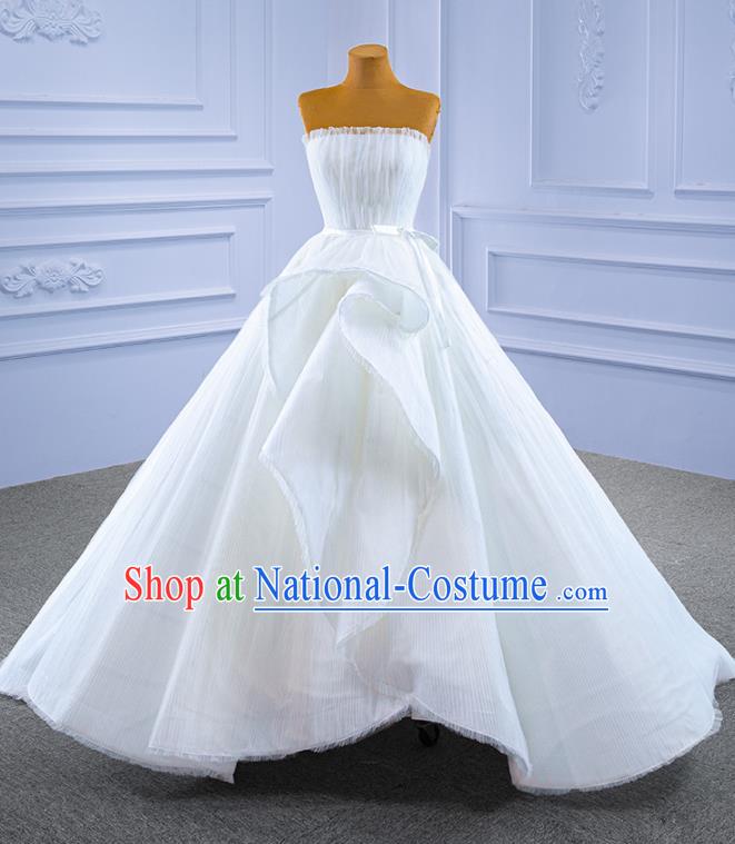 Custom Luxury Bridal Gown Wedding Dress Ceremony Formal Garment Bride White Bubble Dress Stage Performance Costume