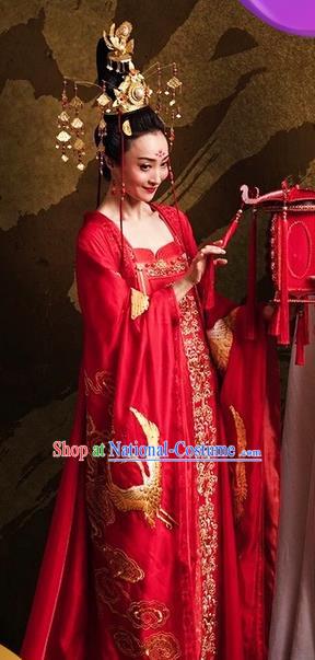 China Classical Dance Clothing Tang Dynasty Imperial Consort Garment Costumes Hanfu Dance Uniforms Stage Performance Red Dress