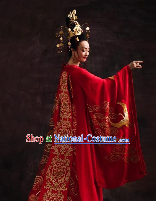 China Classical Dance Clothing Tang Dynasty Imperial Consort Garment Costumes Hanfu Dance Uniforms Stage Performance Red Dress