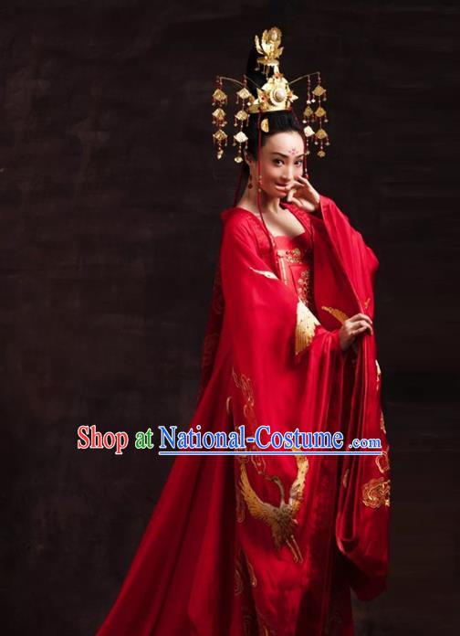 China Classical Dance Clothing Tang Dynasty Imperial Consort Garment Costumes Hanfu Dance Uniforms Stage Performance Red Dress