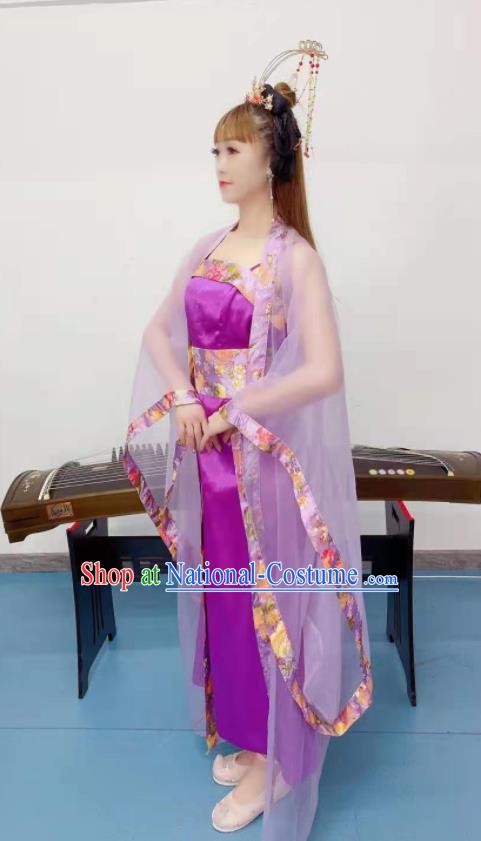 Chinese Ancient Fairy Dance Purple Outfits Stage Performance Garment Costumes Tang Dynasty Imperial Consort Hanfu Dress Classical Dance Clothing