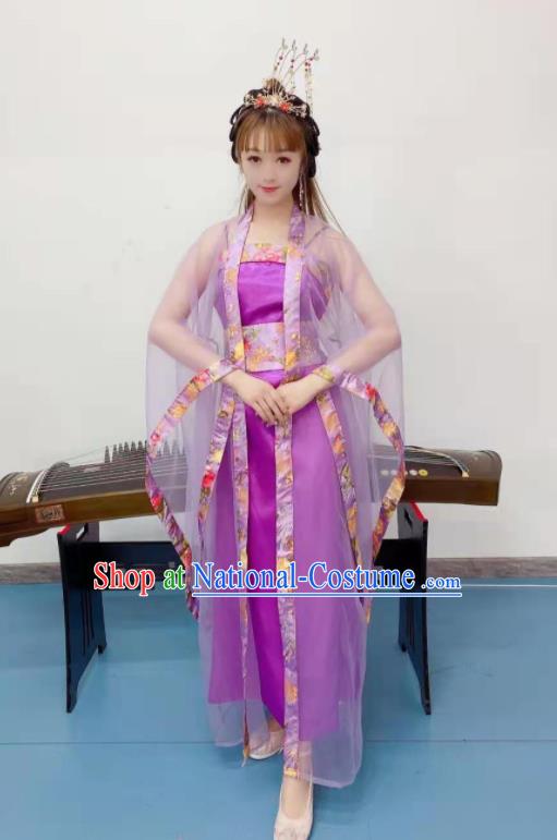 Chinese Ancient Fairy Dance Purple Outfits Stage Performance Garment Costumes Tang Dynasty Imperial Consort Hanfu Dress Classical Dance Clothing