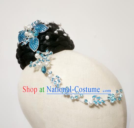 China Dai Nationality Dance Hair Accessories Folk Dance Wigs Chignon Yunnan Ethnic Peacock Dance Hair Crown