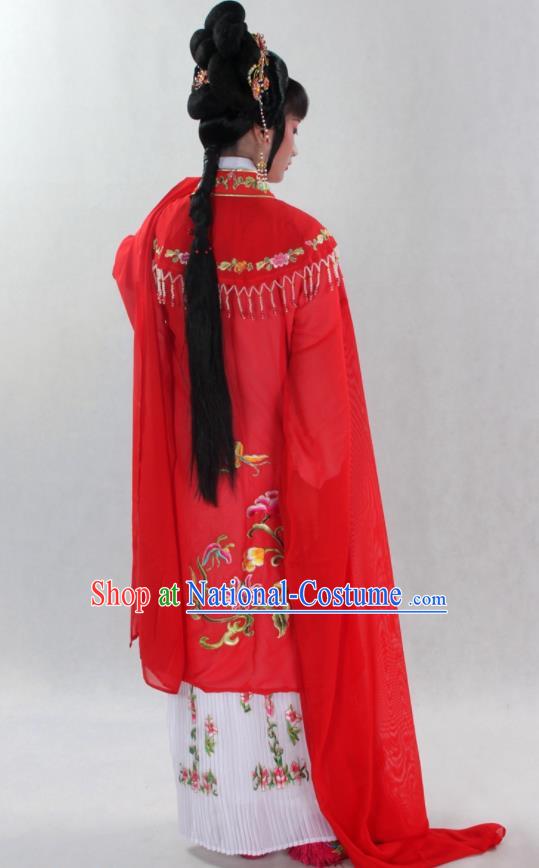 Chinese Traditional Beijing Opera Hua Tan Clothing Shaoxing Opera Actress Red Water Sleeve Dress Ancient Nobility Lady Garment Costume