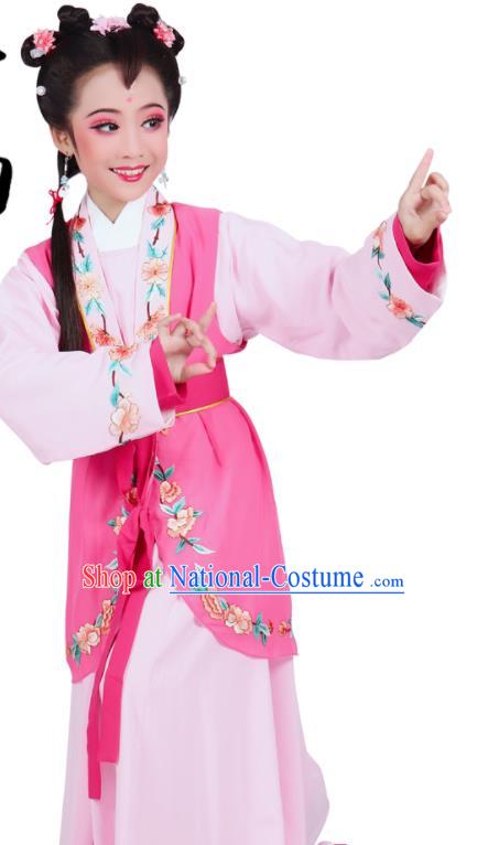 Chinese Ancient Servant Girl Garment Costumes Traditional Huangmei Opera Young Lady Clothing Beijing Opera Diva Pink Dress Outfits