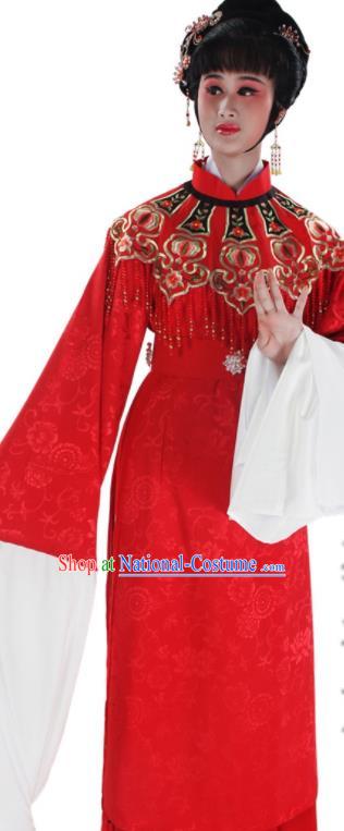 Chinese Beijing Opera Hua Tan Red Dress Outfits Ancient Bride Garment Costumes Traditional Kun Opera Actress Wedding Clothing