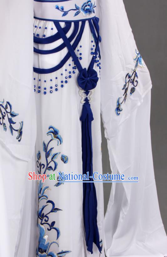 Chinese Traditional Shaoxing Opera Actress Clothing Beijing Opera Hua Tan White Dress Outfits Ancient Young Woman Garment Costumes