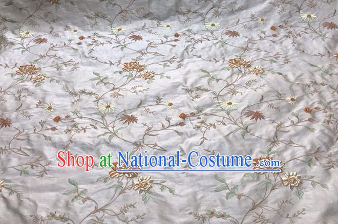 China Qipao Dress Damask Cloth Tang Suit Silk Fabric Traditional Cheongsam Embroidered Drapery Classical White Brocade Material