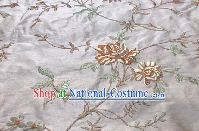 China Qipao Dress Damask Cloth Tang Suit Silk Fabric Traditional Cheongsam Embroidered Drapery Classical White Brocade Material