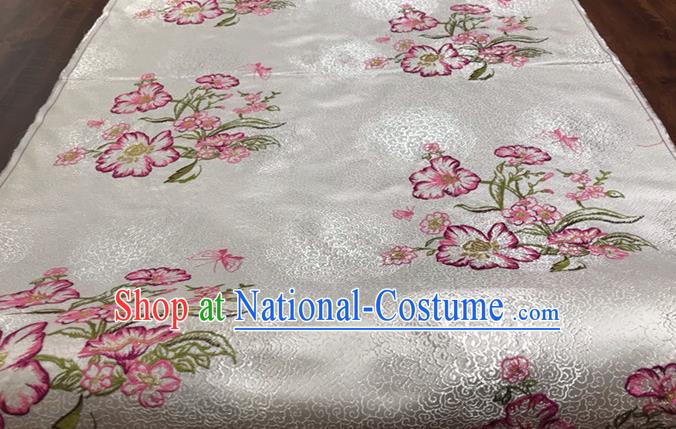 China Tang Suit Silk Fabric Traditional Cheongsam Embroidered Drapery Classical Palace White Brocade Material Qipao Dress Damask Cloth