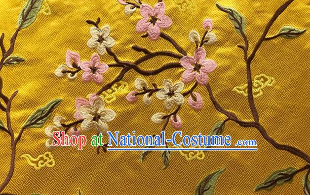 China Qipao Dress Cloth Tang Suit Damask Fabric Traditional Cheongsam Silk Drapery Classical Embroidered Yellow Brocade Material