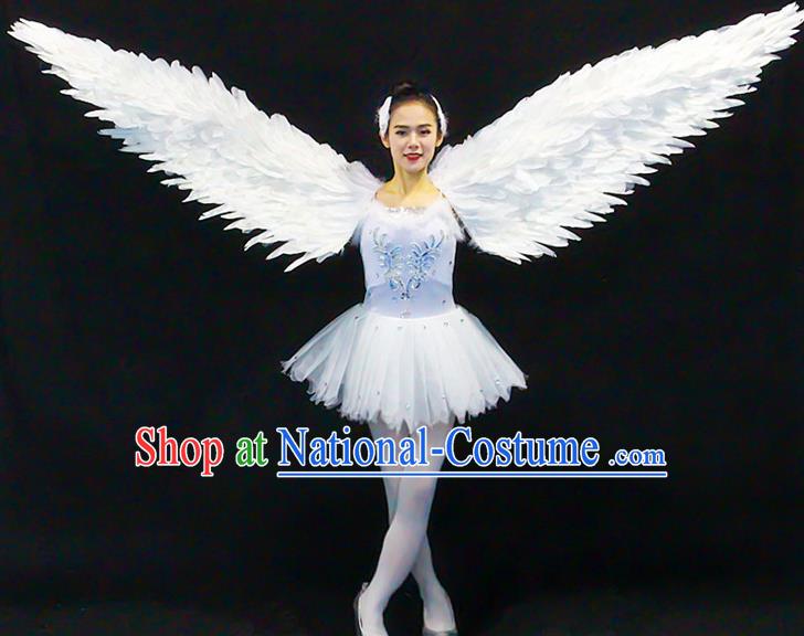 Custom Halloween Feather Decorations Catwalks Props Brazilian Carnival Accessories Miami Angel White Feathers Wings