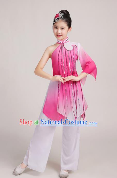 China Jiangnan Umbrella Dance Clothing Stage Performance Uniforms Classical Dance Pink Dress Fan Dance Garment Costumes