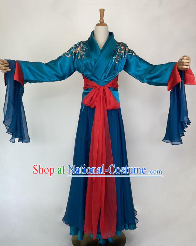 Chinese Song Dynasty Swordswoman Blue Dress Outfits Traditional Film Soul Snatcher Ying Lian Garment Costumes Ancient Fairy Clothing