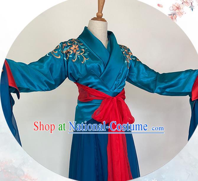 Chinese Song Dynasty Swordswoman Blue Dress Outfits Traditional Film Soul Snatcher Ying Lian Garment Costumes Ancient Fairy Clothing