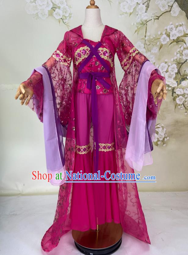 Chinese Tang Dynasty Court Woman Rosy Dress Outfits Traditional Drama Tong Liya Dance Garment Costumes Ancient Imperial Consort Clothing