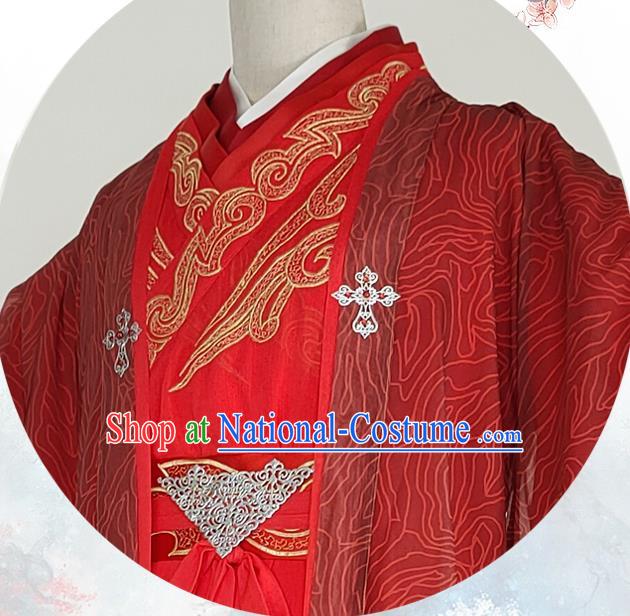 China Ancient Royal Prince Wedding Robe Apparels Drama Love and Redemption Yu Sifeng Clothing Tang Dynasty Swordsman Garment Costumes