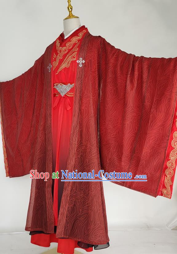 China Ancient Royal Prince Wedding Robe Apparels Drama Love and Redemption Yu Sifeng Clothing Tang Dynasty Swordsman Garment Costumes