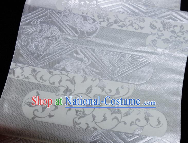 Japanese Traditional Yukata Robe White Brocade Belt Classical Tortoise Shell Pattern Wafuku Waistband Kimono Dress Nagoya Corset Accessories