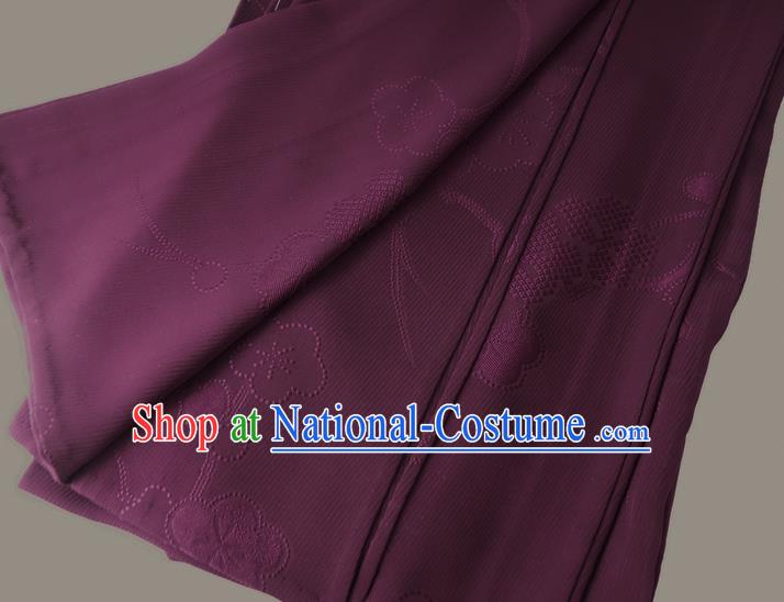 Japan Court Woman Garment Costume Traditional Purple Yukata Dress Classical Plum Blossom Pattern Iromuji Kimono Clothing