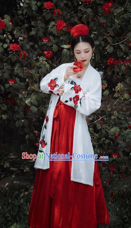 China Song Dynasty Young Woman Hanfu Dress Attires Ancient Beauty Garment Costumes Traditional Civilian Female Historical Clothing