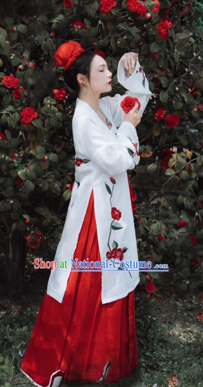 China Song Dynasty Young Woman Hanfu Dress Attires Ancient Beauty Garment Costumes Traditional Civilian Female Historical Clothing