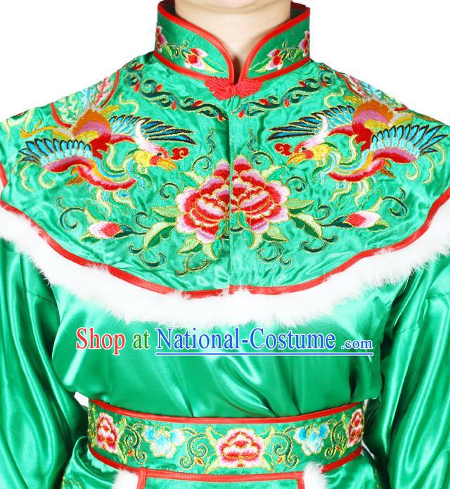 Chinese Peking Opera Female General Green Uniforms Traditional Opera Hua Mulan Clothing Beijing Opera Swordswoman Garment Costumes