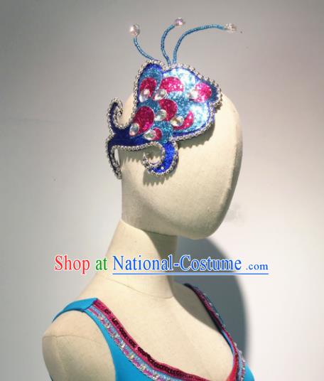 Top China Ethnic Peacock Dance Hair Accessories Yunnan Minority Female Dance Blue Hair Stick Dai Nationality Stage Performance Headpiece