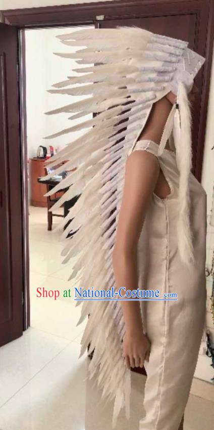 Top Catwalks White Feather Headdress Stage Show Giant Hat Halloween Cosplay Indian Tribal Chief Hair Accessories