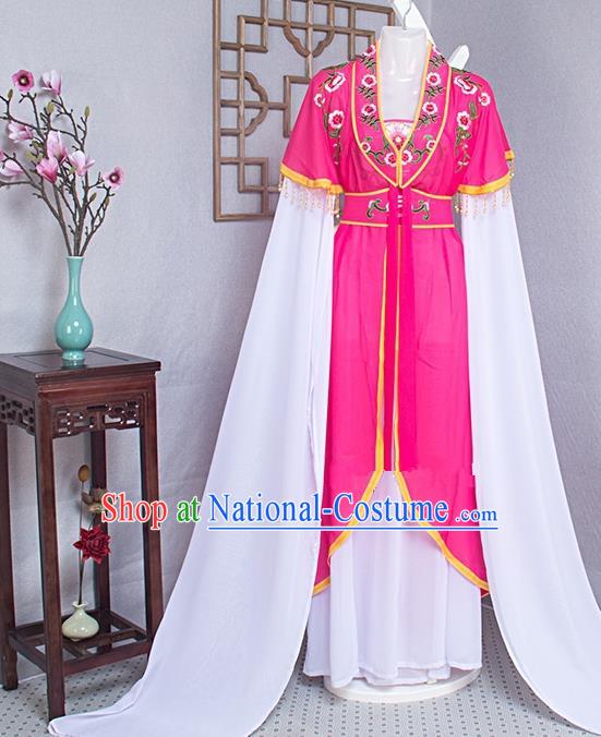 Chinese Ancient Noble Lady Rosy Dress Outfits Traditional Huangmei Opera Actress Garment Costume Beijing Opera Hua Tan Clothing