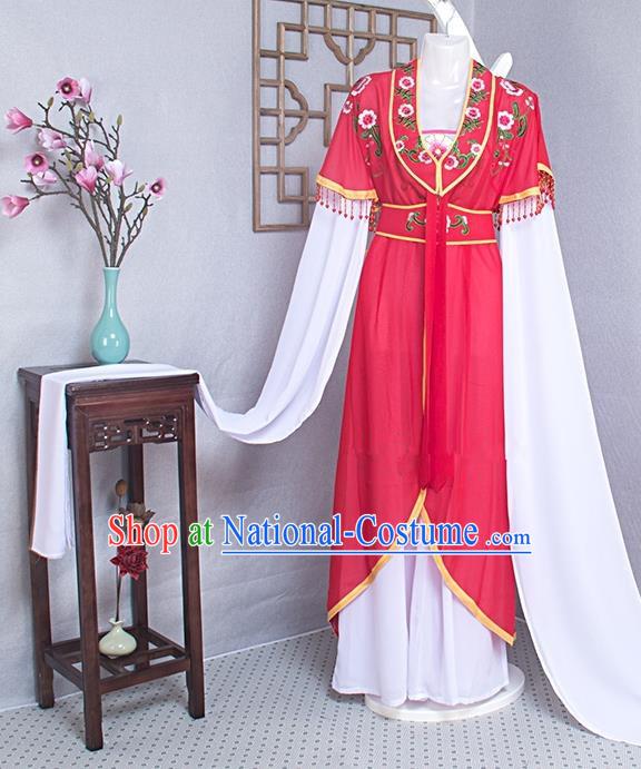 Chinese Traditional Huangmei Opera Actress Garment Costume Beijing Opera Hua Tan Clothing Ancient Noble Lady Red Dress Outfits