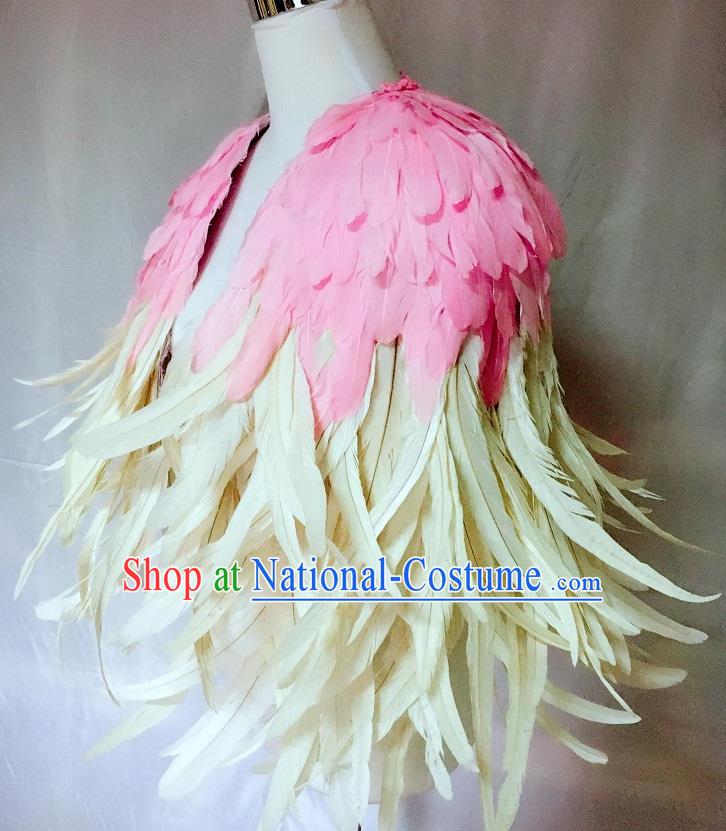 Top Halloween Cosplay Queen Cape Catwalks Pink Feather Cappa Stage Show Shoulder Accessories