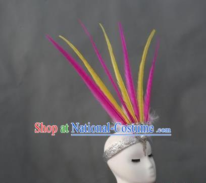 Top Stage Show Colorful Feathers Royal Crown Samba Dance Giant Headpiece Brazilian Carnival Hair Accessories Miami Catwalks Headdress