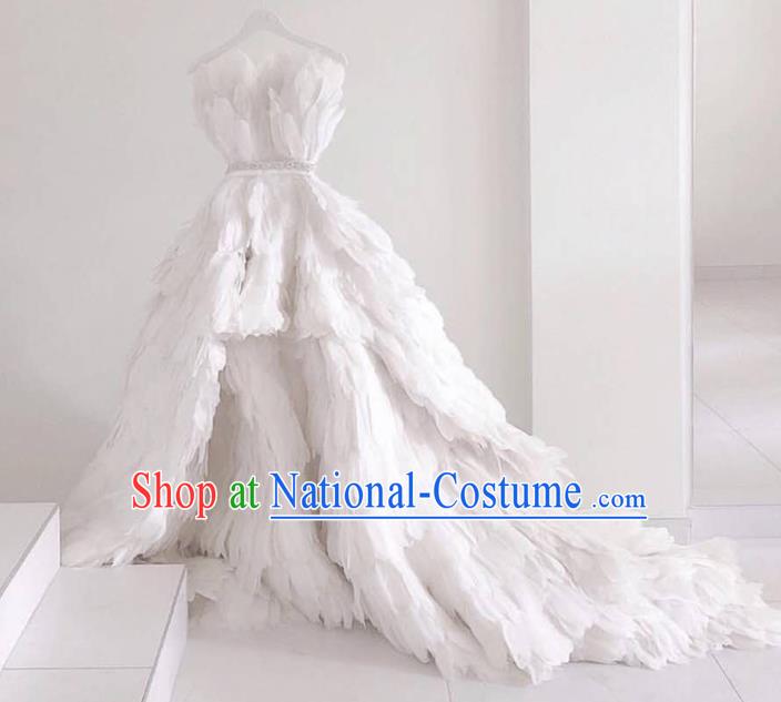 Top Brazilian Carnival White Feather Dress Stage Show Wedding Dress Miami Catwalks Costume Christmas Dance Clothing