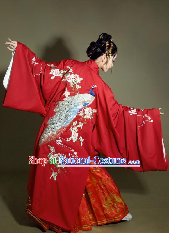 China Ancient Nobility Woman Costumes Ming Dynasty Imperial Concubine Historical Clothing Traditional Wedding Embroidered Hanfu Dress Garments