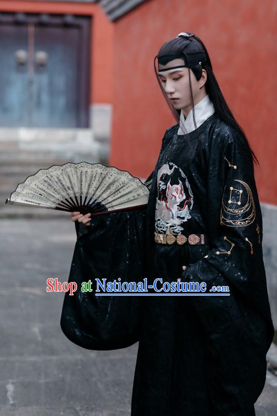 China Ming Dynasty Royal Prince Historical Clothing Traditional Swordsman Hanfu Robe Ancient Young Childe Garment Costumes