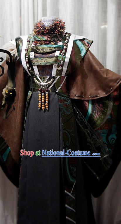 Chinese Ancient Emperor Brown Robe Uniforms Traditional Cosplay King Clothing Puppet Show Swordsman Feng Xiaoyao Garment Costumes