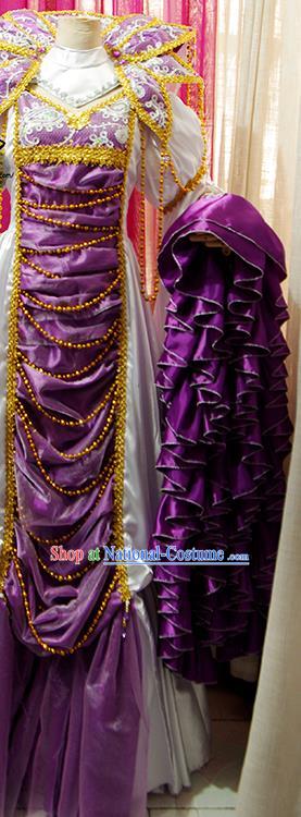 China Ancient Imperial Concubine Clothing Cosplay Fairy Purple Dress Outfits Traditional Puppet Show Queen Jiu Ying Garment Costumes